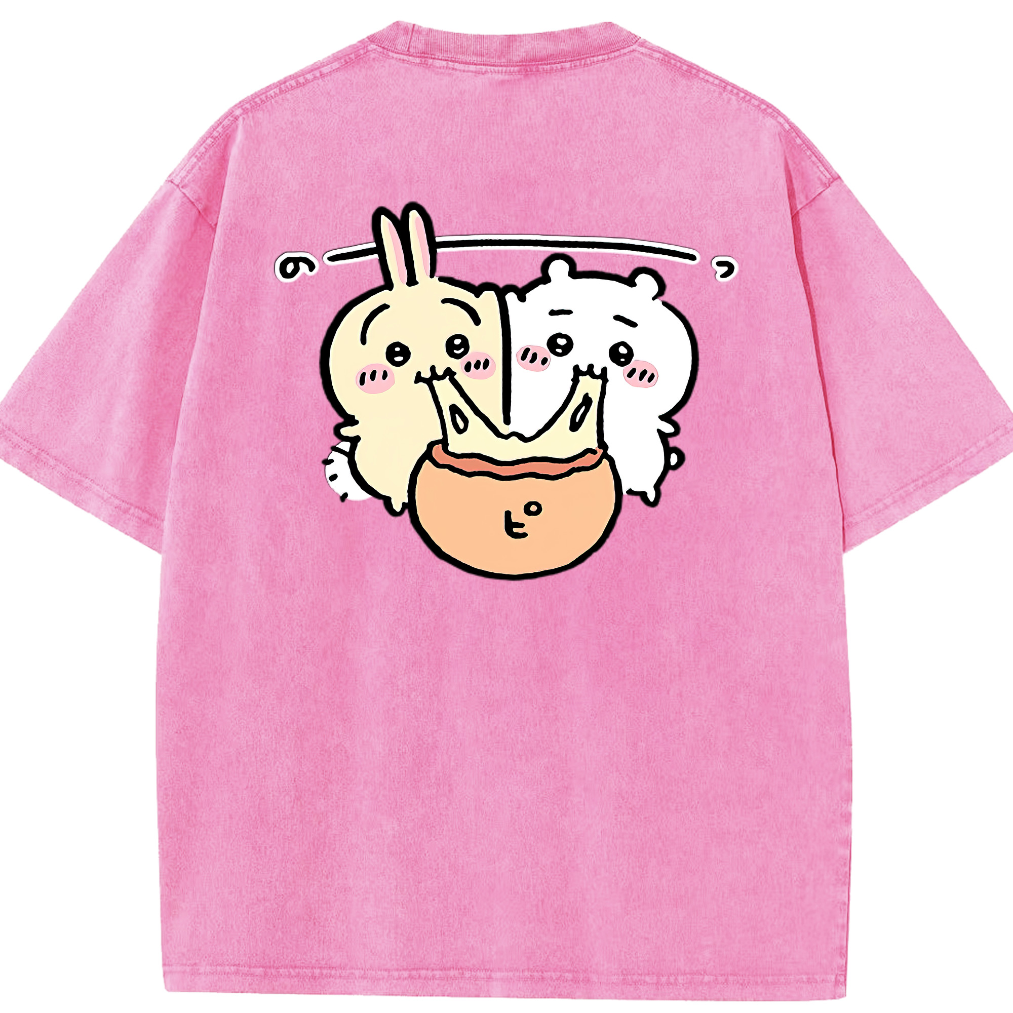 （画像用） ちいかわ うさぎ Chii-kawa usagi 綿100% ヴィンテージ風 半袖Tシャツ（背面プリント）